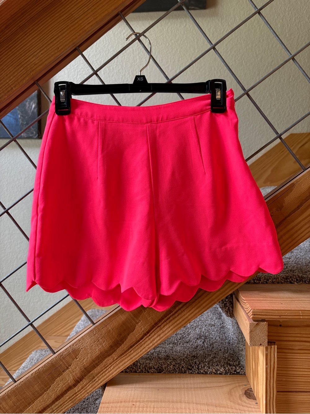 Altar'd State Scalloped Hem High-Waist Shorts - Hot Pink
